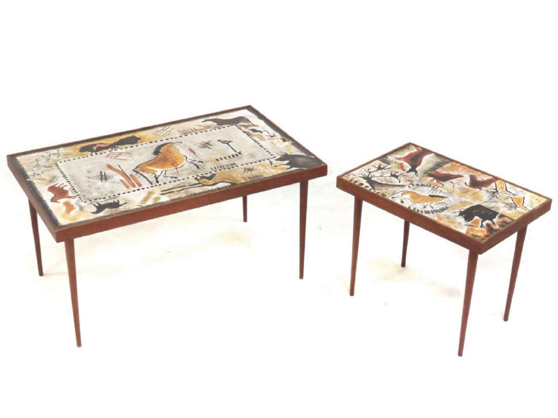 Two(2) Mid-Century Modern Tile-top Tables (1 of 4)