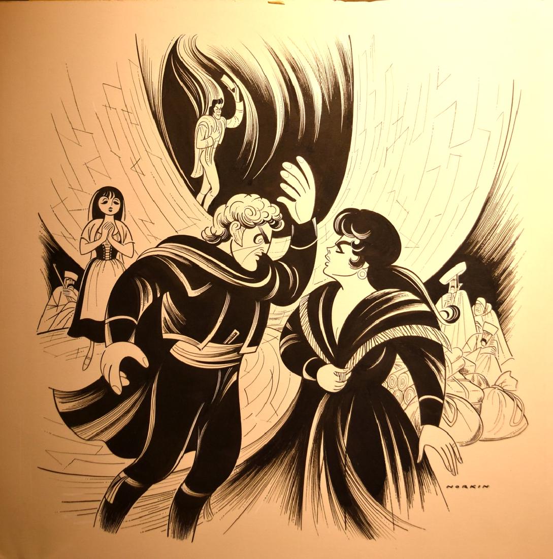 Sam Norkin; 20thC. American Ink Illustration Signed (1 of 5)