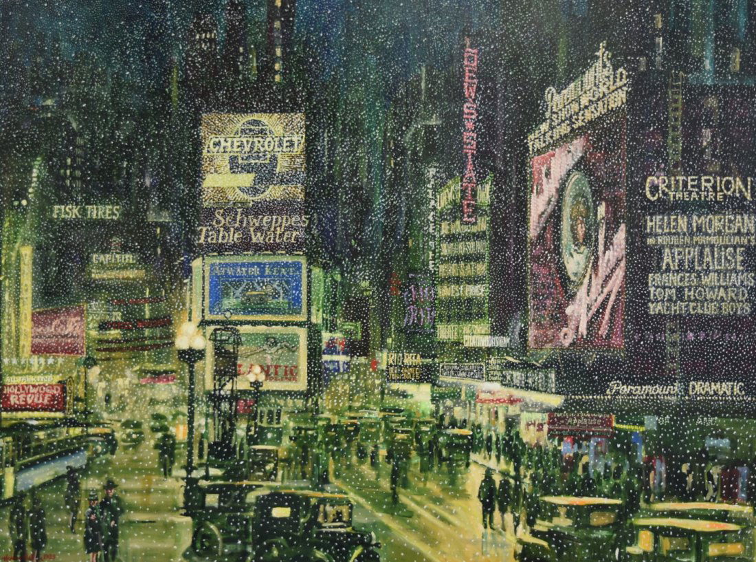 Harry Walker; 20thC. American Oil - Times Square Signed (1 of 5)