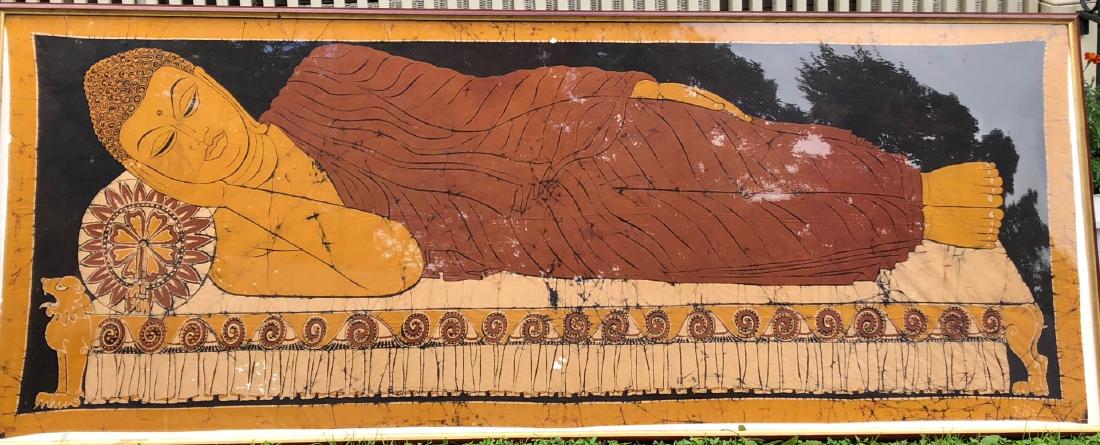 Batik Painting on Cloth - Reclining Buddha Signed (1 of 8)