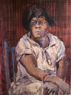 Louis Wolchonok; 20thC. American Watercolor Signed: Watercolor on paper. Seated Black Woman. Signed l.l. and dated '36; 23.5in. X 17in.(image size)