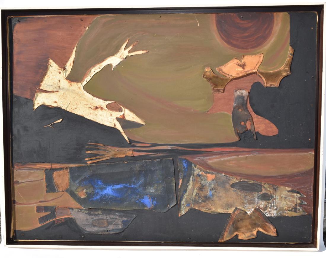 Noreen Rice; 20thC. British Modernist Oil and Collage (1 of 7)