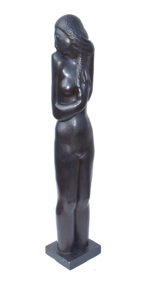 Georges Radovanovitch; 20thC. Czech Modernist Rosewood: Georges Radovanovitch; 20thC. Czech Modernist Carved Rosewood Figure of a Standing Nude Girl. Signed. Circa 1930; 62in.H. x 11W.