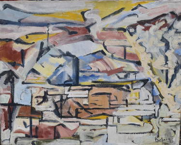 Andrew Dasburg; 20thC. Modernist Oil - Pueblo Village