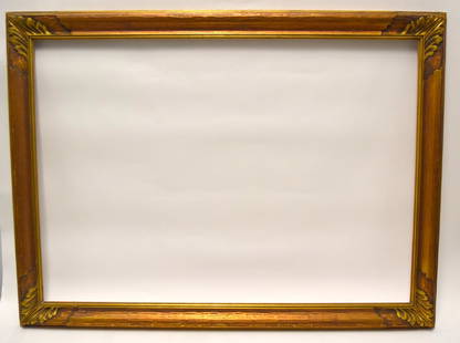 American Hand Carved and Gilt Wood Frame: Hand carved and gilt wood frame; 28in. X 39.5in.(opening), 33in. X 45in.(overall)