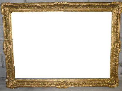 Large Gilt and Gessoed Wood Frame: Ornate gilt and gessoed wood frame; 36.5in. X 52in.(inner opening), 44in. X 60in.(overall)