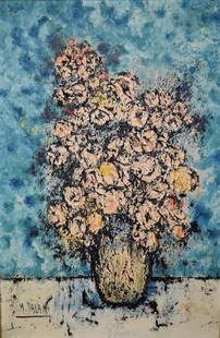M. Dalan; 20thC. French Oil Still Life Signed: Oil on canvas. A Still Life - Vase of Flowers. Signed l.l. ; 36in. X 24in.