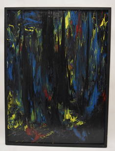 20thC. Modernist Oil - Abstract Composition: Oil on wood panel. Abstract Composition; 38in. X 28in.