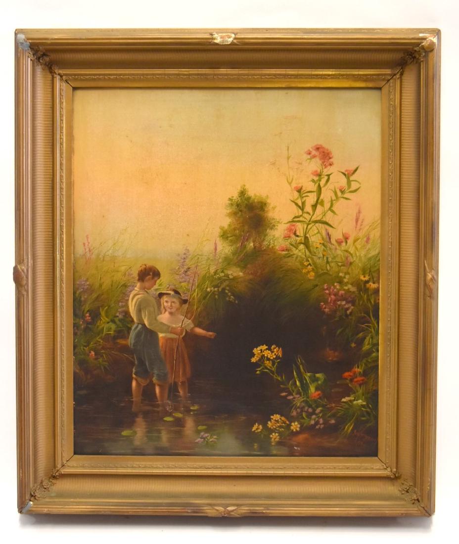 Jerome Thompson; 19thC. American Chromolithograph: Prang Chromolithograph on board. Prairie Flowers. After Jerome Thompson; 19.75in. X 16in.