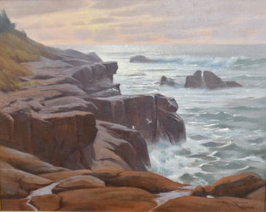 Ivan Kelly; 20thC. American Oil - Morning Surf Signed: Oil on canvas board. Morning Surf - Oregon Coast. Signed l.r.; 24in. X 30in.