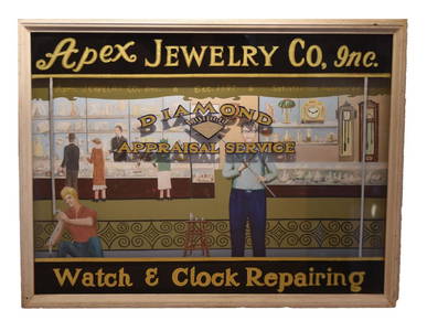 Vintage Apex Jewelry Co. Hand Painted Advertising Sign