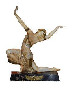 Fortunato Gori; French Art Deco Marble Dancer