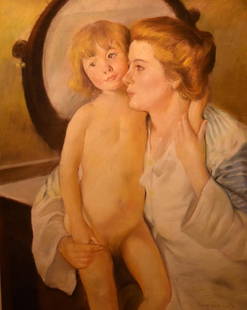 Mary Cassatt(after); Impressionist Pastel - Mother and: Pastel on paper. Mother and Child. After Mary Cassatt. Signed l.r.; 22in. X 17in.(image size)