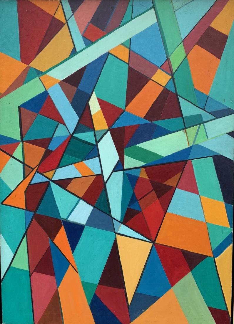 20thC. Modernist Oil - Abstract Composition: Oil on canvas. Abstract Composition. In the manner of Werner Drewes; 50in. X 36in.