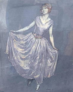 Lichtenauer; 20thC. German Art Deco Pastel Signed: Pastel on colored paper. Art Deco Dancer. Signed l.r.; 26in. X 20.5in.