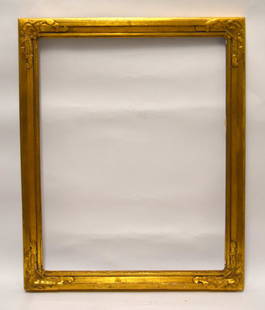 American Hand Carved and Gilt Wood Frame: Gilt and carved wood frame; 29in. X 23in.(opening), 33.5in. X 27.5in.(overall)