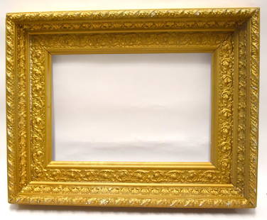 19thC. Ornate Gilt and Gessoed Wood Frame: Gilt and gessoed wood frame; 13in. X 19in.(opening), 22.5in. X 28.5in.(overall