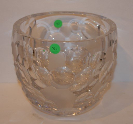 Daum Crystal Glass Bowl Signed: Well designed crystal bowl. Marked at underside; 7.5in. H. x 8in. D.