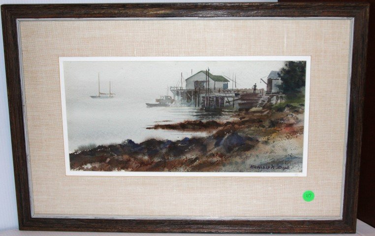 Ranulph Bye; American Watercolor Painting Signed: Watercolor on paper, Afternoon Fog signed l.r. Label on reverse, August 1973; 7in. X 14.75in.(image size)