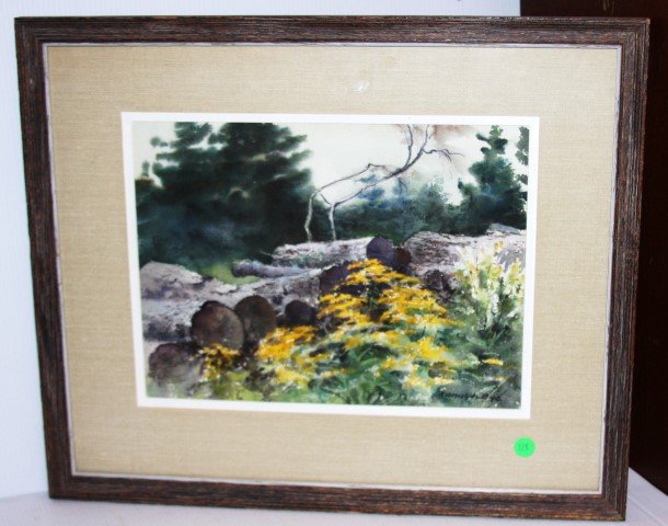 Ranulph Bye; American Watercolor Painting Signed: Watercolor on paper, Goldenrod signed l.r. Label on reverse, August 1973; 9.75in. X 13.25in.(image size)