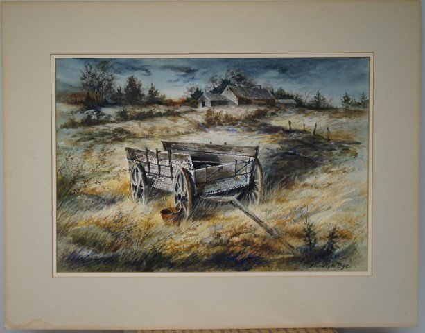 Ranulph Bye; American Watercolor Painting Signed: Watercolor on paper, Wagon in a Hayfield signed l.r. ; 14.25in. X 21in.(image size)