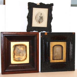 Three(3) Early Dauerreotypes: Three(3) framed dauerreotypes; 3.5in. X 2.75in, 5in. X 4in., 4in. X 3in.