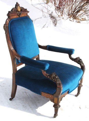 Victorian Carved Walnut Armchair (1 of 7)