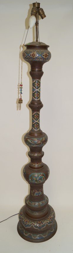 19th C. Champleve Bronze Floor Lamp (1 of 6)