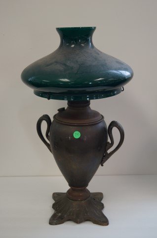 Victorian Emeralite Glass Hurricane Lamp (1 of 5)
