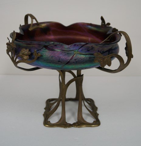 Austrian Art Nouveau Bronzed and Glass Centerpiece (1 of 8)