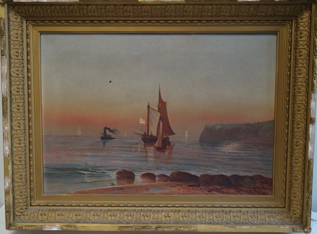19th C. American School; Oil Seascape Painting (1 of 5)
