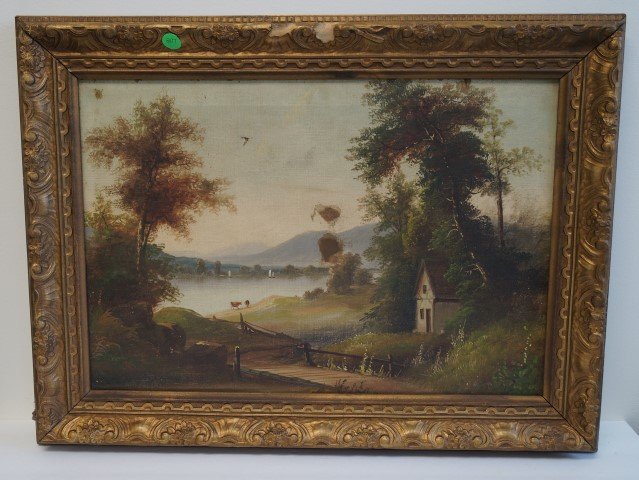 19thC. American School; Oil Landscape Painting (1 of 5)