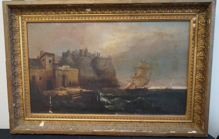19th C. Continental School; Oil Seascape Painting (1 of 4)