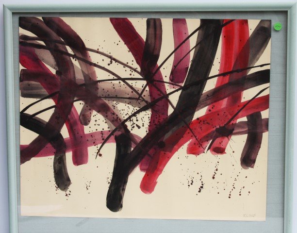 Franz Kline listed artist,bears sig.Kline , Mid Century: watercolor, bears signature lower right KLINE, framed