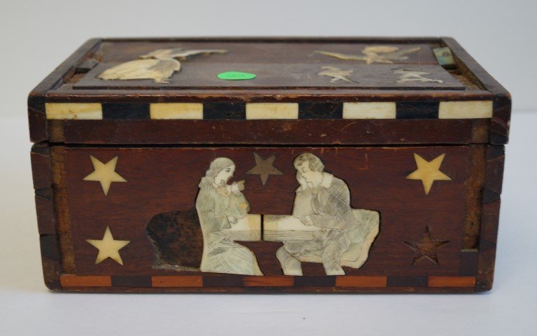 American Folk Art Nautical Inlaid Wood Box (1 of 6)