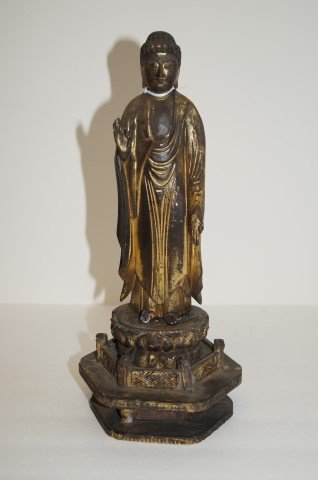 19thC. Chinese Gilt Wood Carved Buddha (1 of 4)