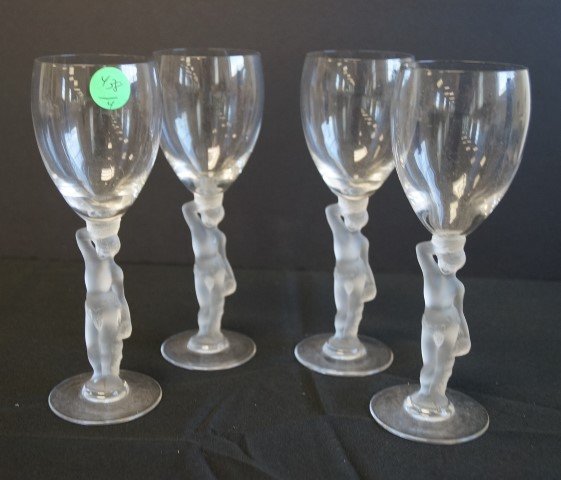 Four(2) French Figural Glass Wines (1 of 3)