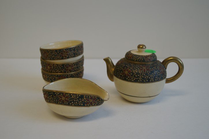 Five(5) Piece Satsuma Porcelain Tea Set (1 of 3)