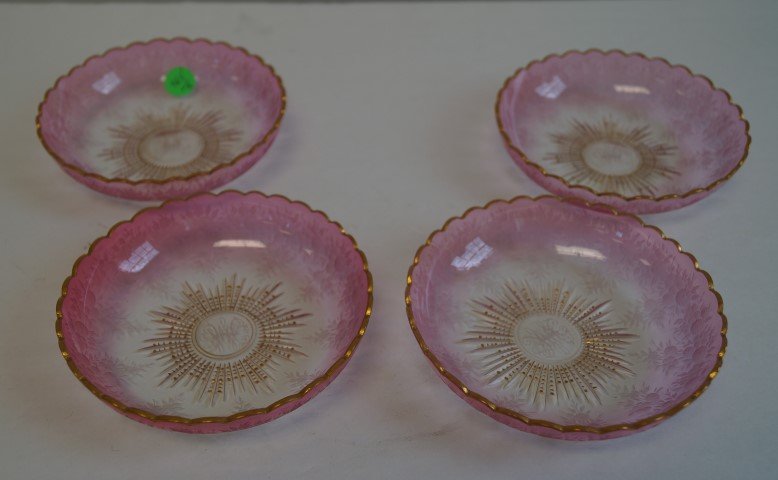 Four(4) Moser Style Cranberry Glass Dishes (1 of 3)