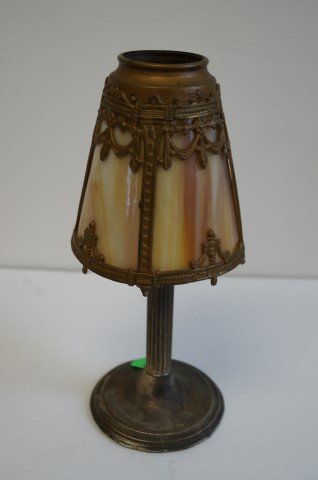 Victorian Four(4) Panel Slag Glass Stick Lamp (1 of 3)