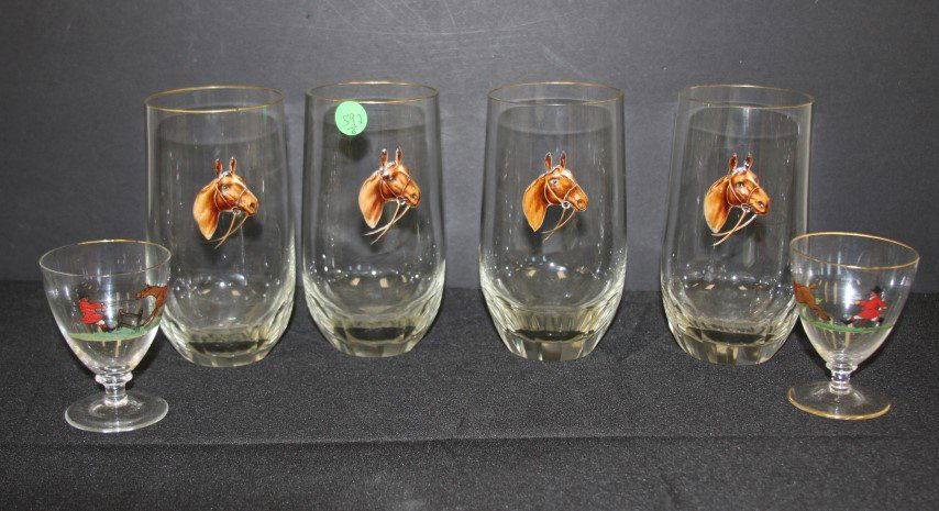 Six(6) Equestrian Themed Glass Items (1 of 5)