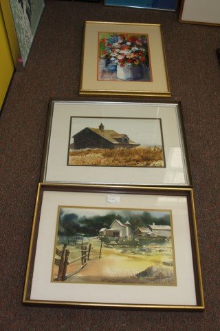 Joanna; Three(3) 20th C. Watercolors Signed (1 of 4)
