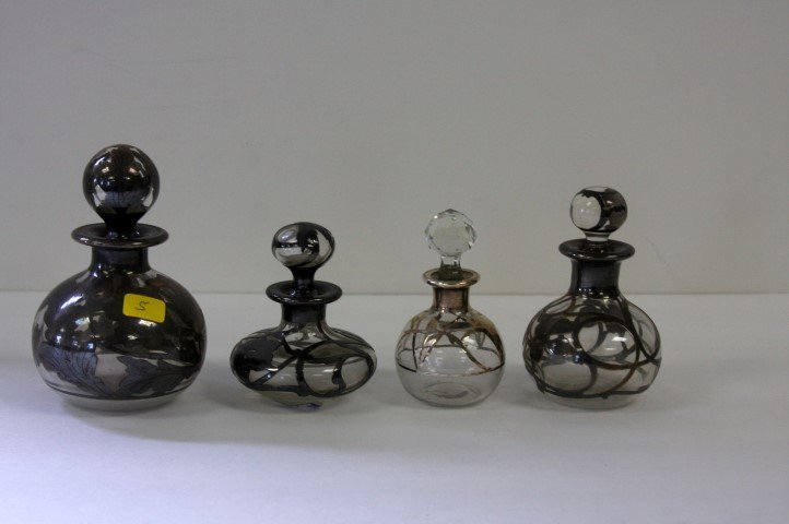 four Silver Overlay dresser bottles (1 of 4)