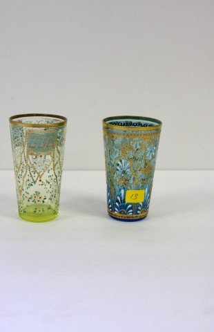 two Moser glass tumblers, finely decorated enamel (1 of 3)