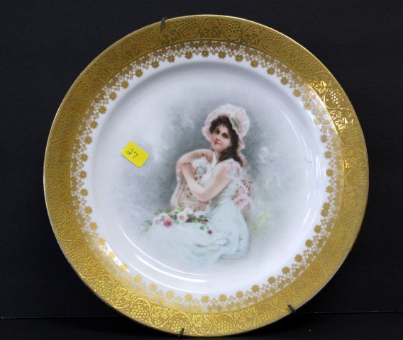 Limoges france portrait plate young girl, gold (1 of 7)