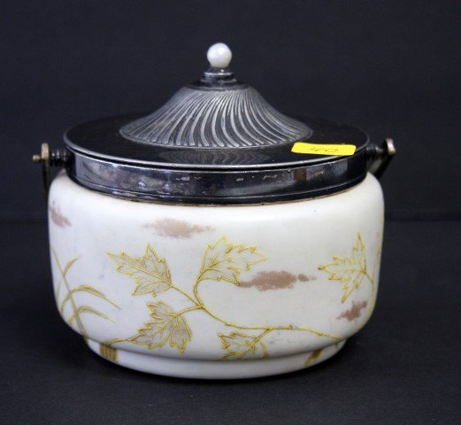Carlsbad porcelain covered jar, silverplate cover (1 of 8)