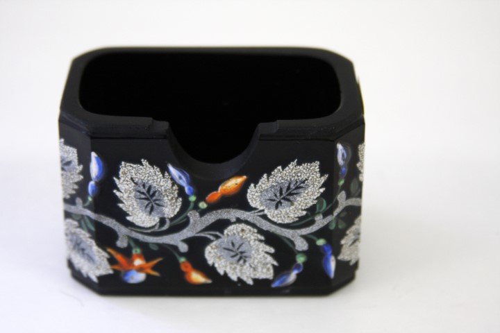 black glass Card Holder with all around decoration (1 of 4)