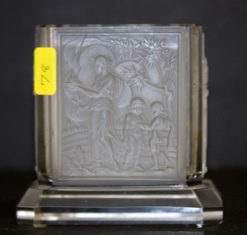 Lalique style glass vase with Grecian motife (1 of 6)