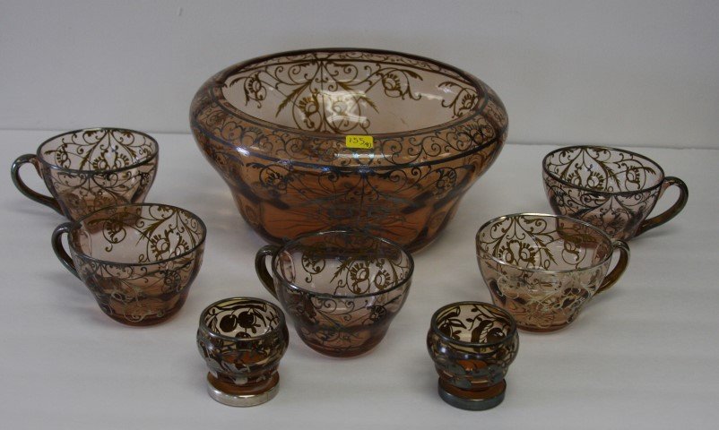 Eight(8) Pieces of Silver Overlay Glass (1 of 4)