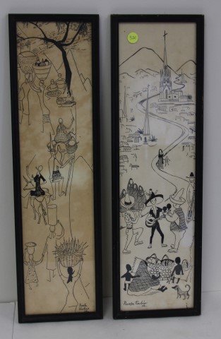 Pheobe Toubin; Two(2) Pen and Ink Drawings Signed (1 of 3)